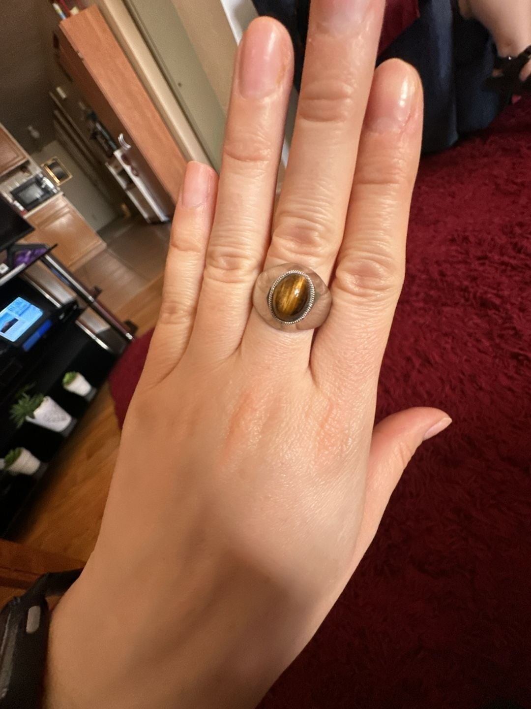 Vintage Sterling Silver Tiger’s Eye Oval Cabochon Signet Ring