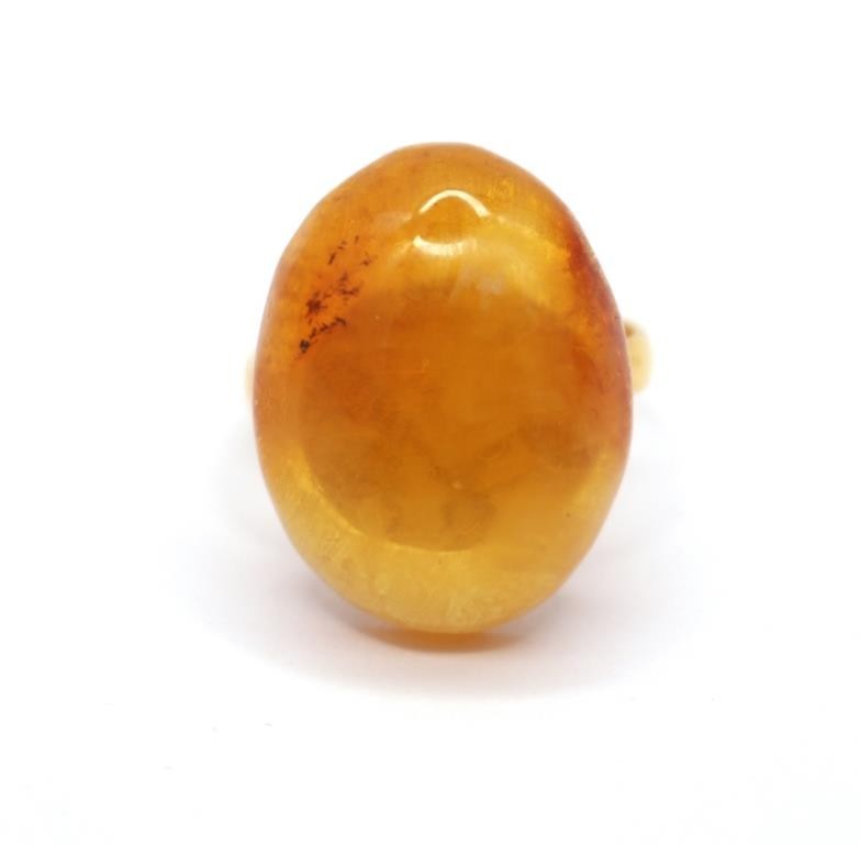 Soviet-era USSR Ring Golden Color With Honey Color Baltic Amber 92