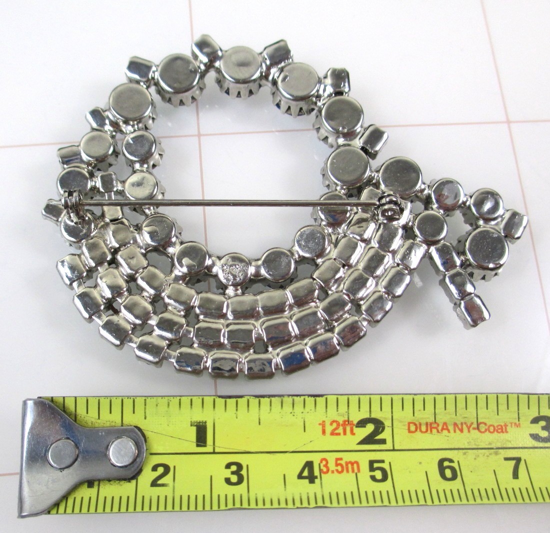 Vintage Large AB Rhinestone Brooch Blue Aurora Borealis Mid Century Statement