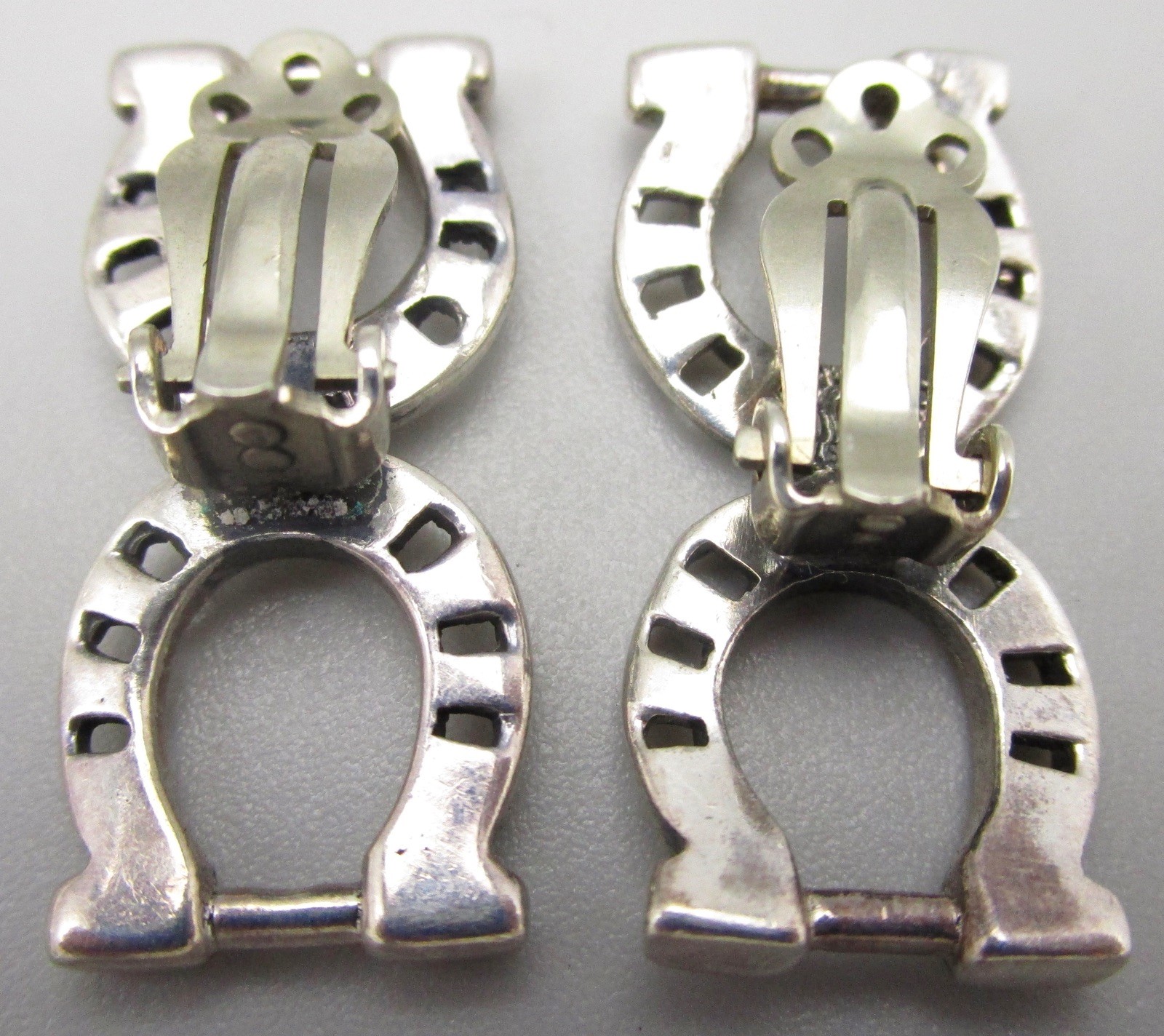 CHARMING VINTAGE EMILIA LOS CASTILLO MEXICAN STERLING SILVER HORSESHOE EARRINGS