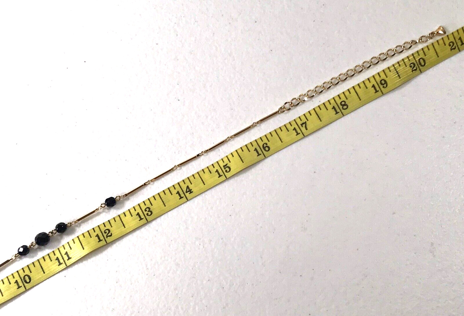 Olci Signed Gold Tone Bar Link Faceted Black Beaded Station Necklace 17″ Estate
