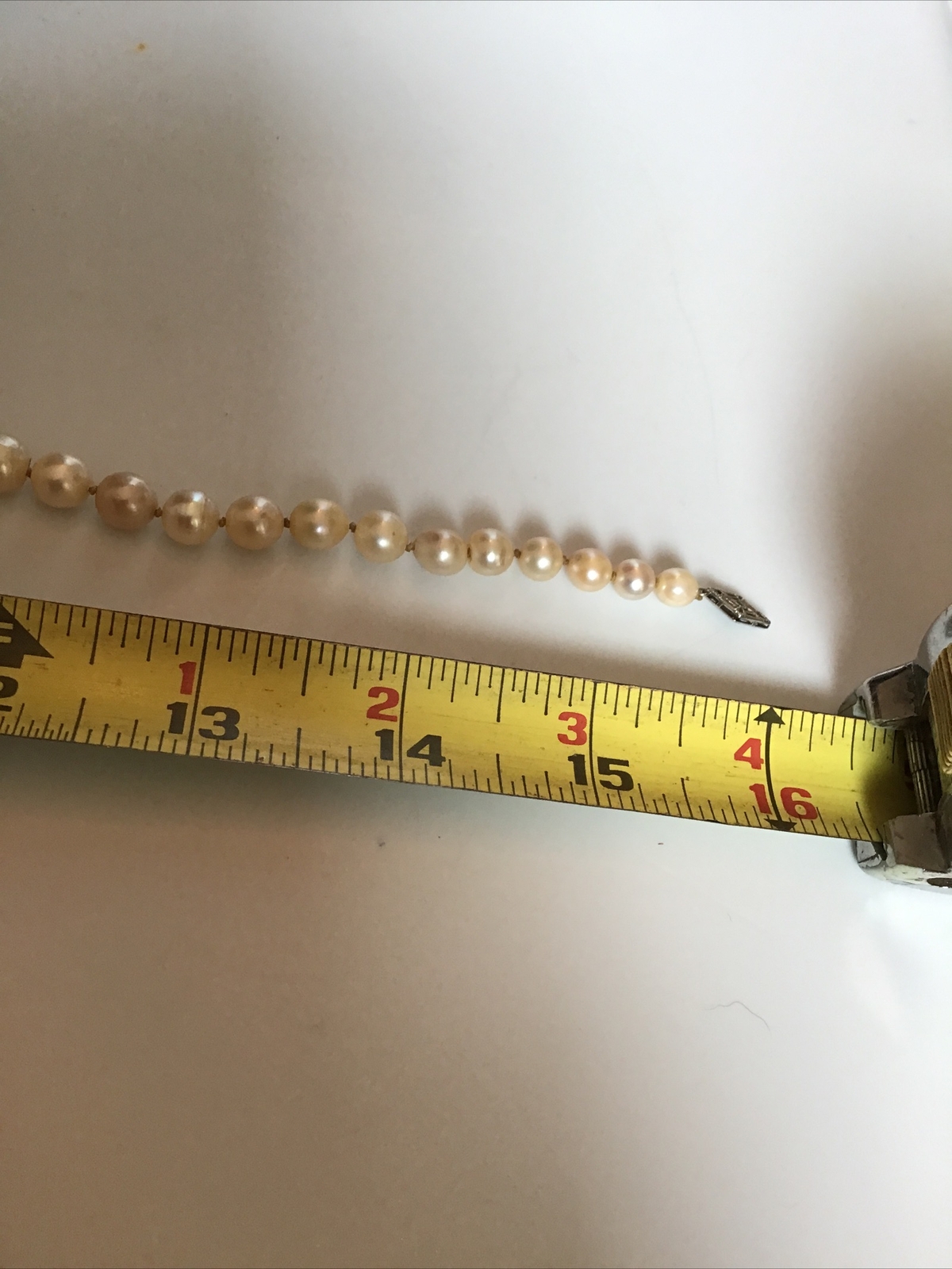 16″ Strand Cultured Graduated Pearls Necklace 2.6-5.3MM Clasp Marked 14k B&Co
