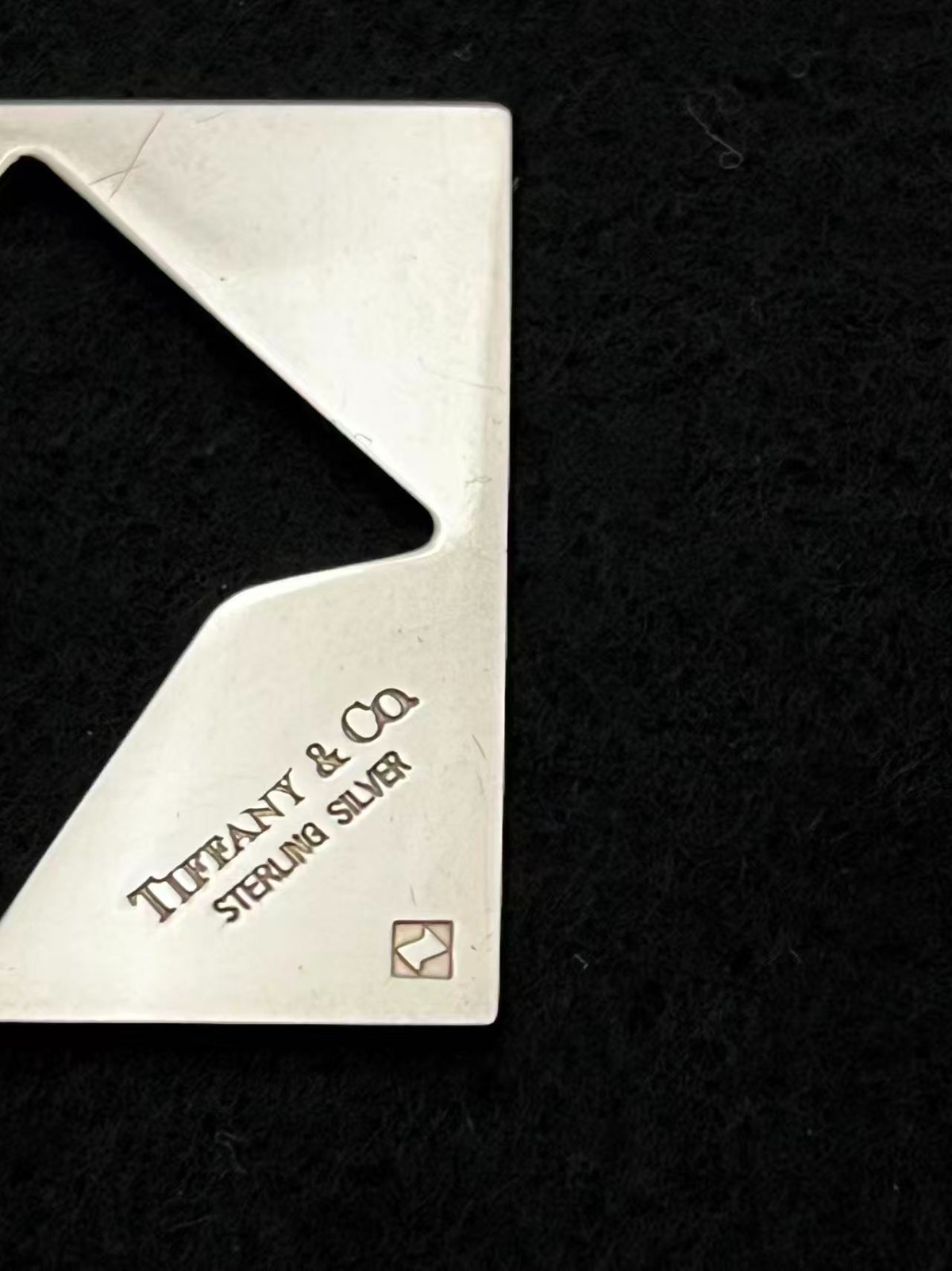 Tiffany & Co. Sterling Silver Square Brooch Pin Pendant Top 39mm SV925 No Pouch