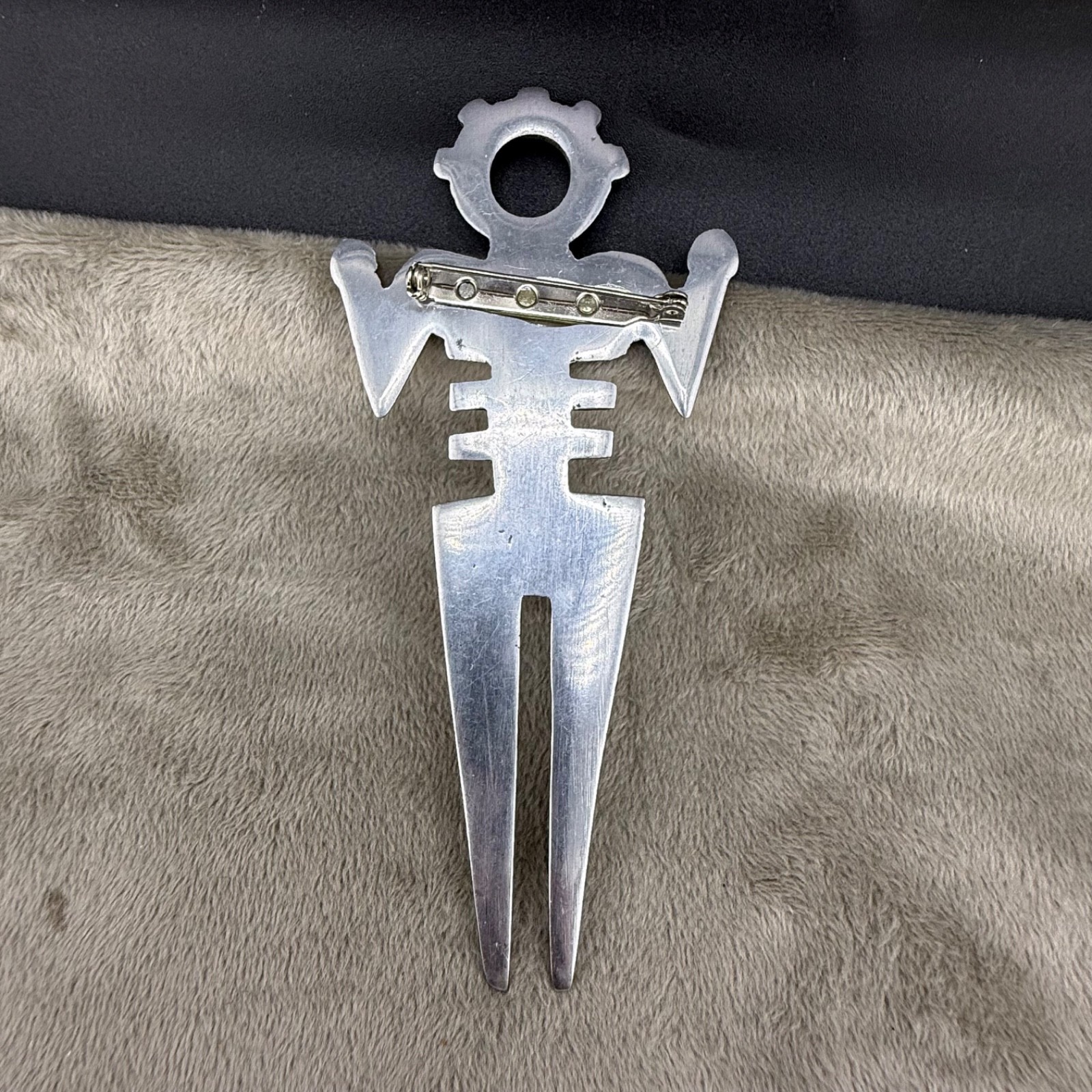 Vintage Abstract Person Brooch Silver Tone
