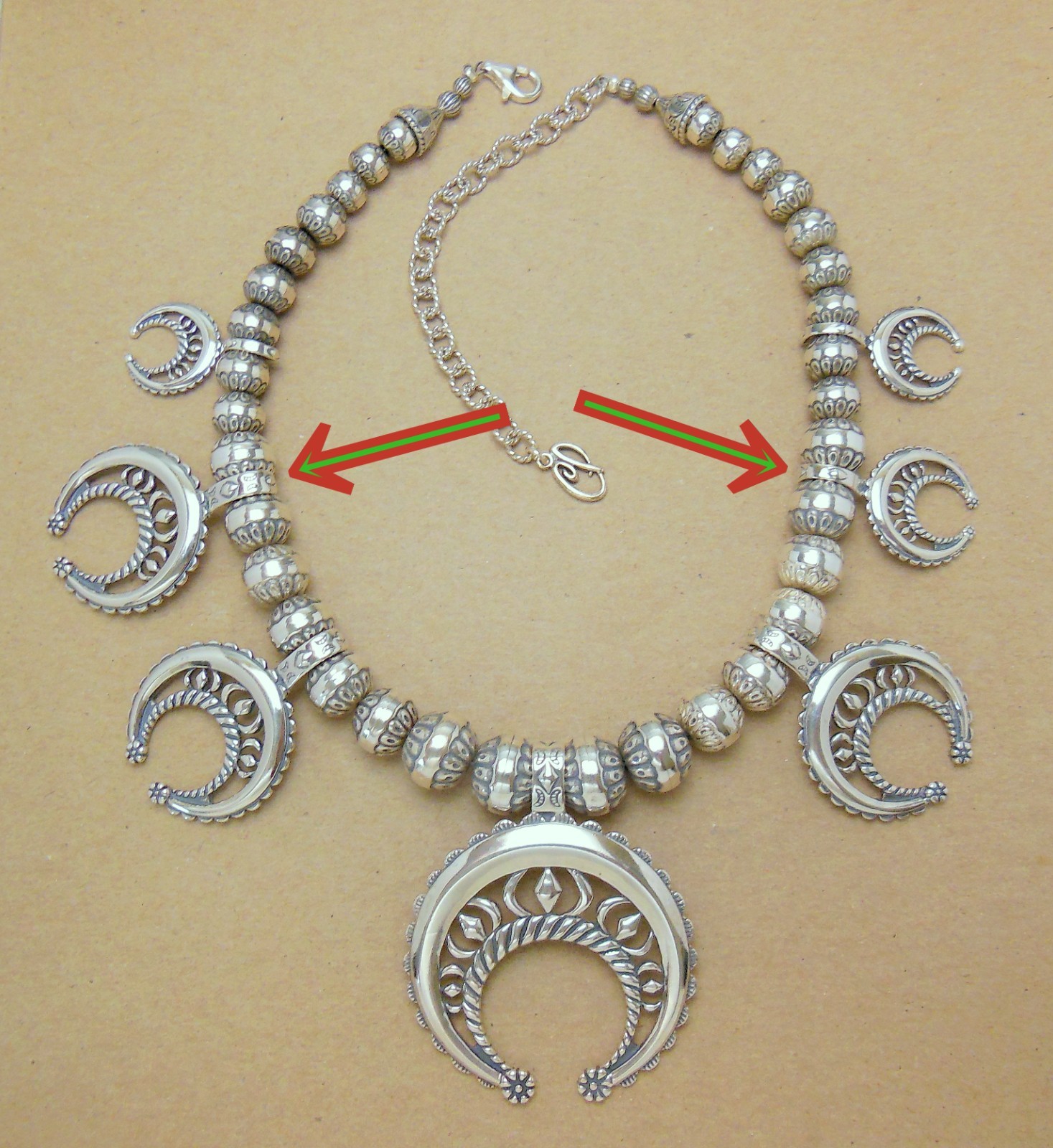 CAROLYN POLLACK Sterling Desert Pearl Naja Squash Blossom Necklace *FACTORY FLAW