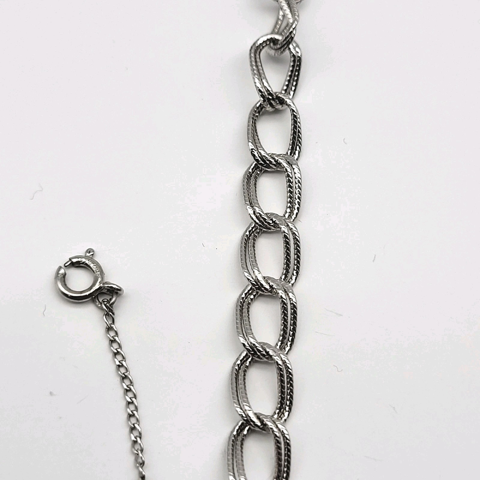 Vintage BEAU Double Link Starter Charm Bracelet Signed Sterling Silver 7.25″