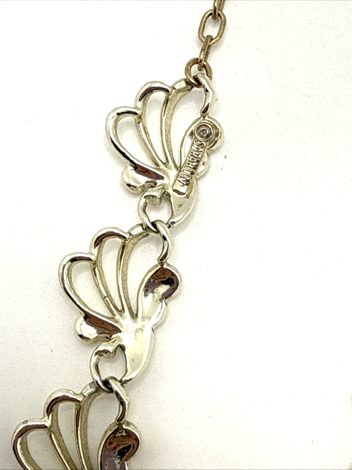 Vintage Sarah Coventry Frosted Feathers Choker Necklace Silver Tone 15″ -17″ MCM