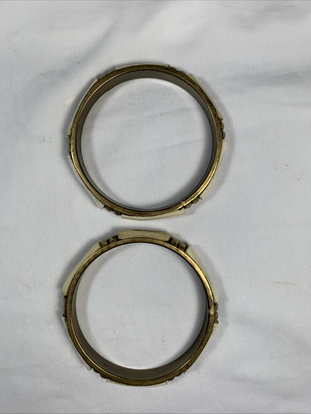 2 Vtg Bone & Brass Bangle Bracelet Moroccan Berber – Handcrafted Ethnic Tribal