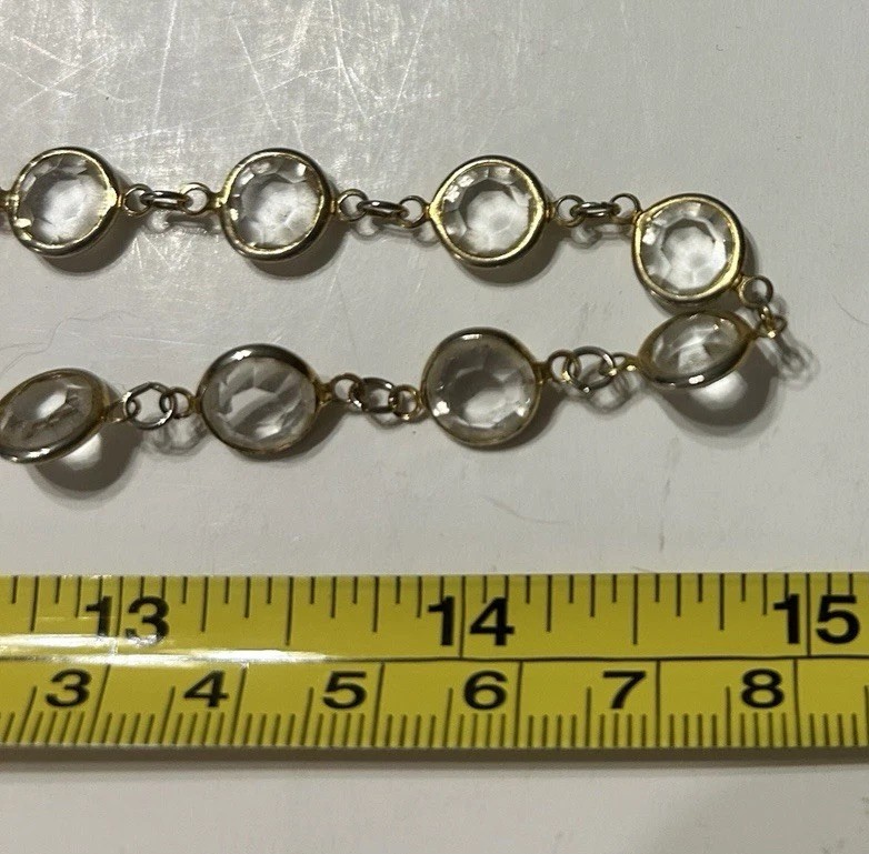 3 Vintage Faceted Austrian Crystal Window Necklaces Bezel Blue, Clear, Multi