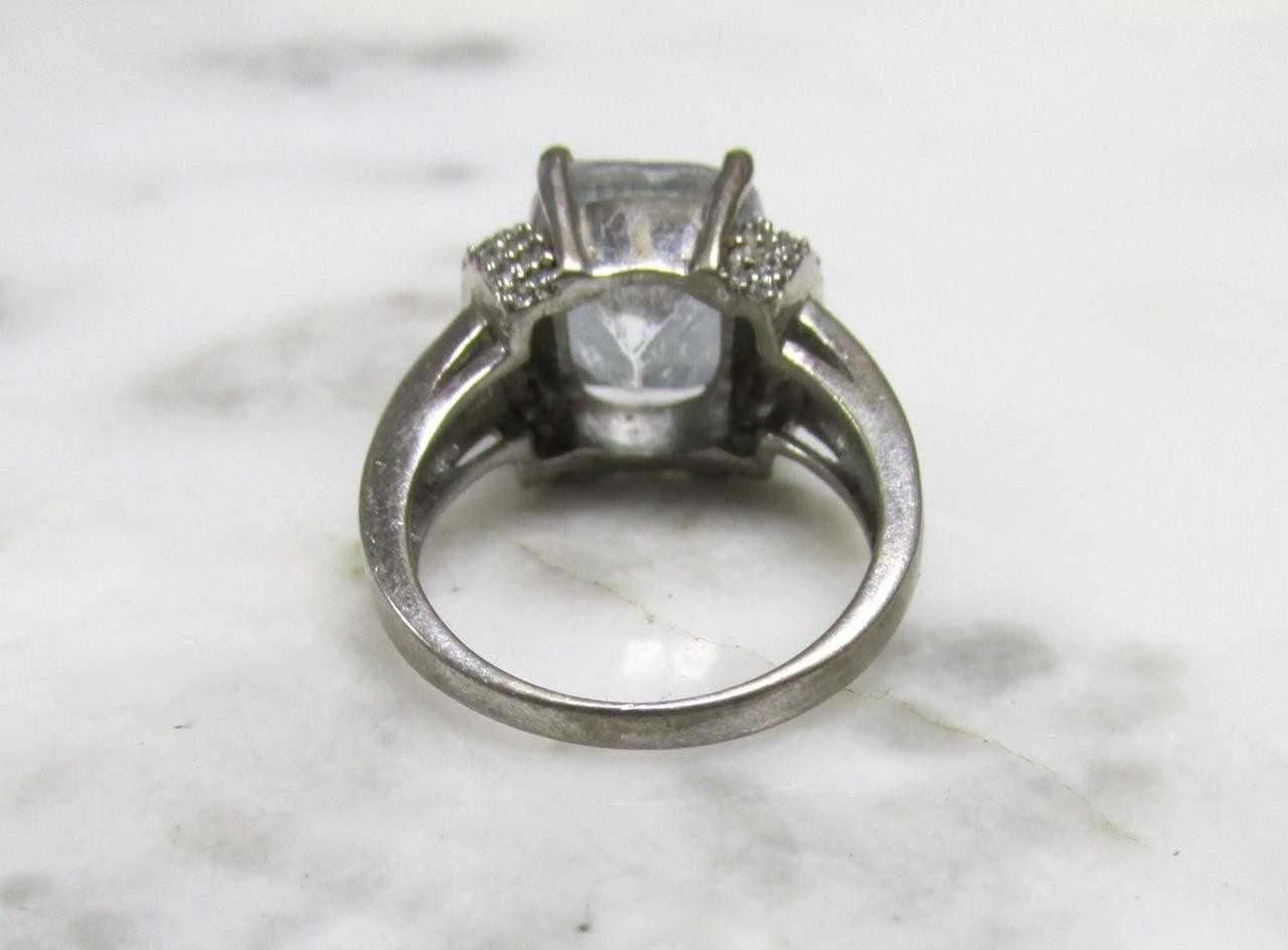 Mystic Topaz & Clear Stone Sterling Silver Cocktail Ring Sz 6.25 ~ 5.7g ~ 4-C347
