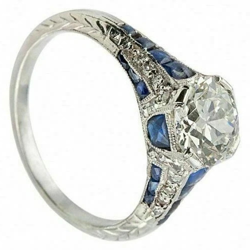 3.2Ct Art Deco Style Lab-Created Diamond Anniversary 14K White Gold Finish Ring
