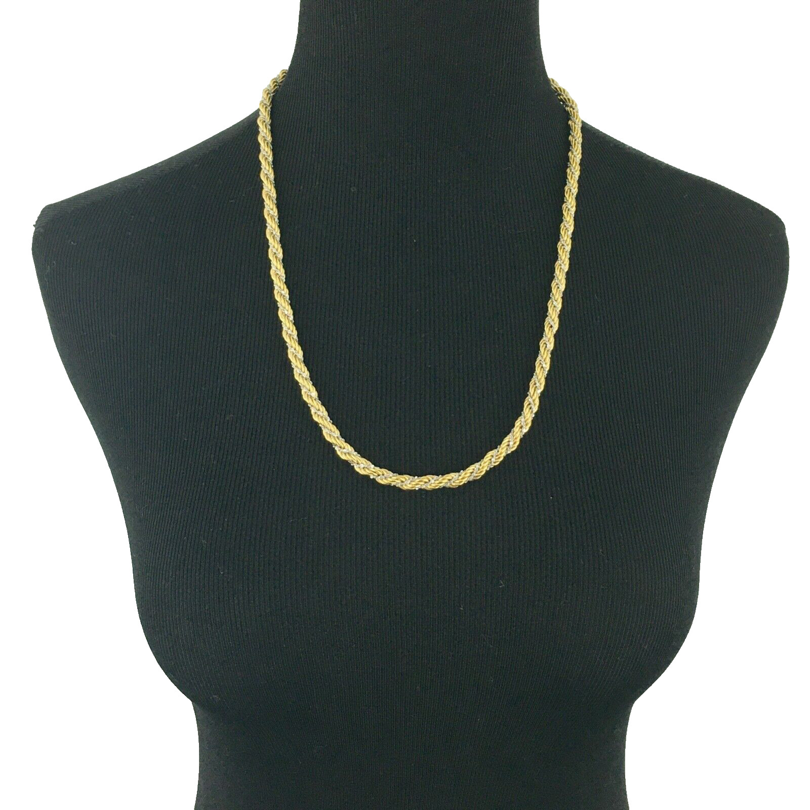 MONET vintage necklace – 2-tone gold & silver thick rope chain 24″ sister clasp