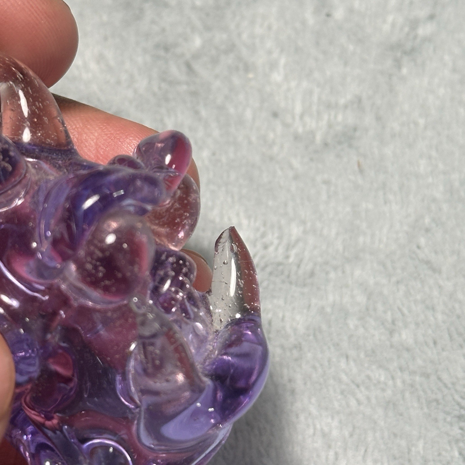 Y2k 2000s Hand Blown Glass Art Deco Demon Monster Head Pendant Necklace 2×1.5
