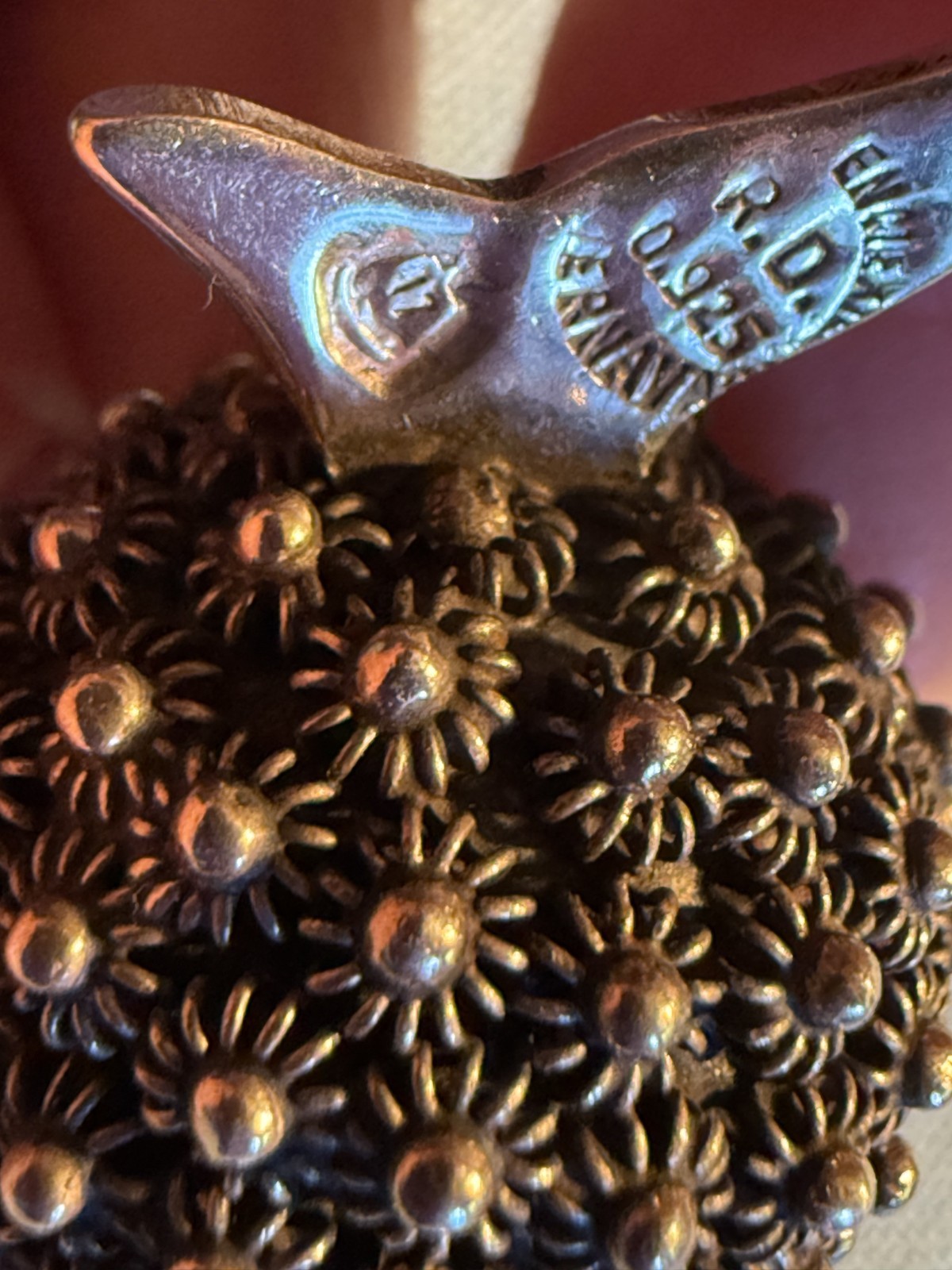 VTG MEXICO CUERA. R.D. EAGLE 17 CANNETILLE FLOWER OPEN MOUTH PUFFER FISH PENDANT