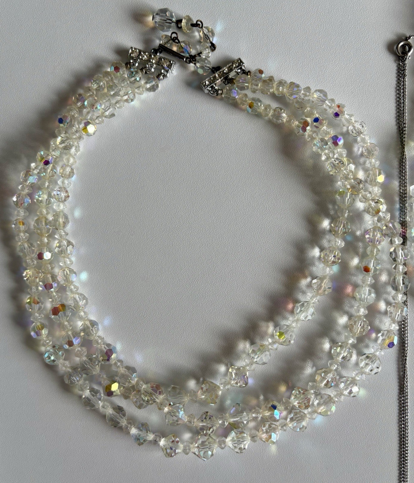 Vintage Crystal Aurora Borealis Necklace Bracelet Earrings Brooch Pin Ring Lot