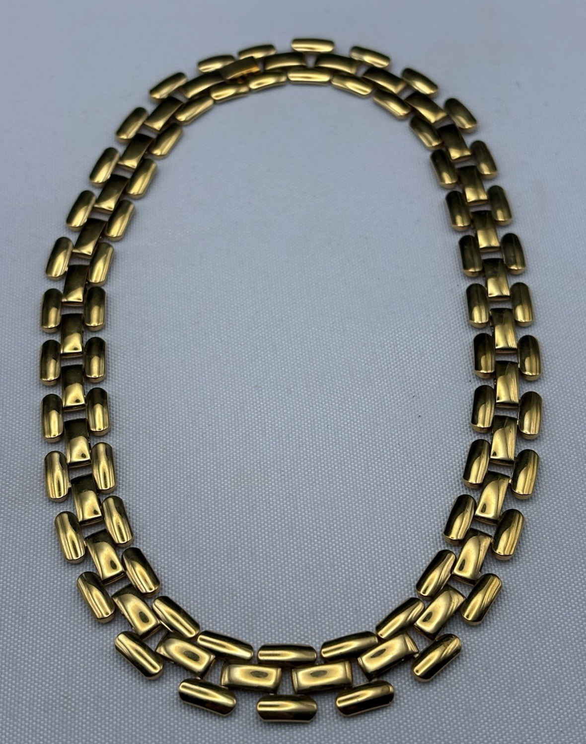 Signed Napier Gold Tone Square Link Chain Necklace Articulated Vintage