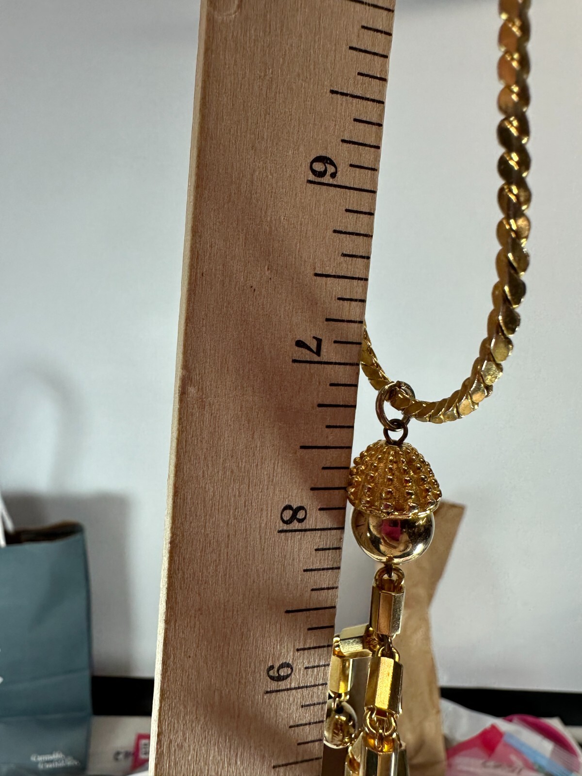 Vintage Necklace Person Stick Pendant Chain Figure Goldtone