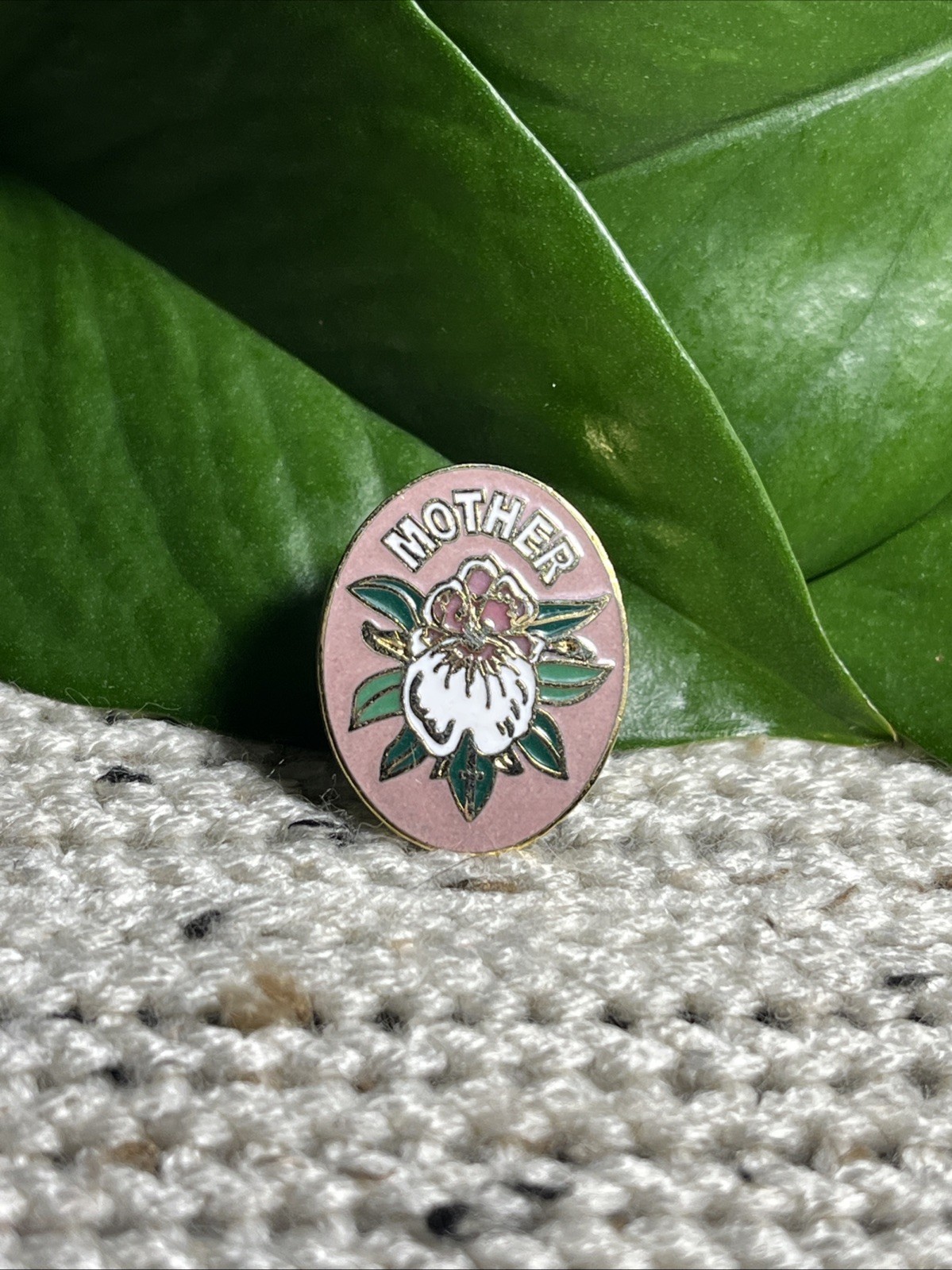 Vintage Valley Casting Gold Toned & Multi Colored Enamel Orchid Pin