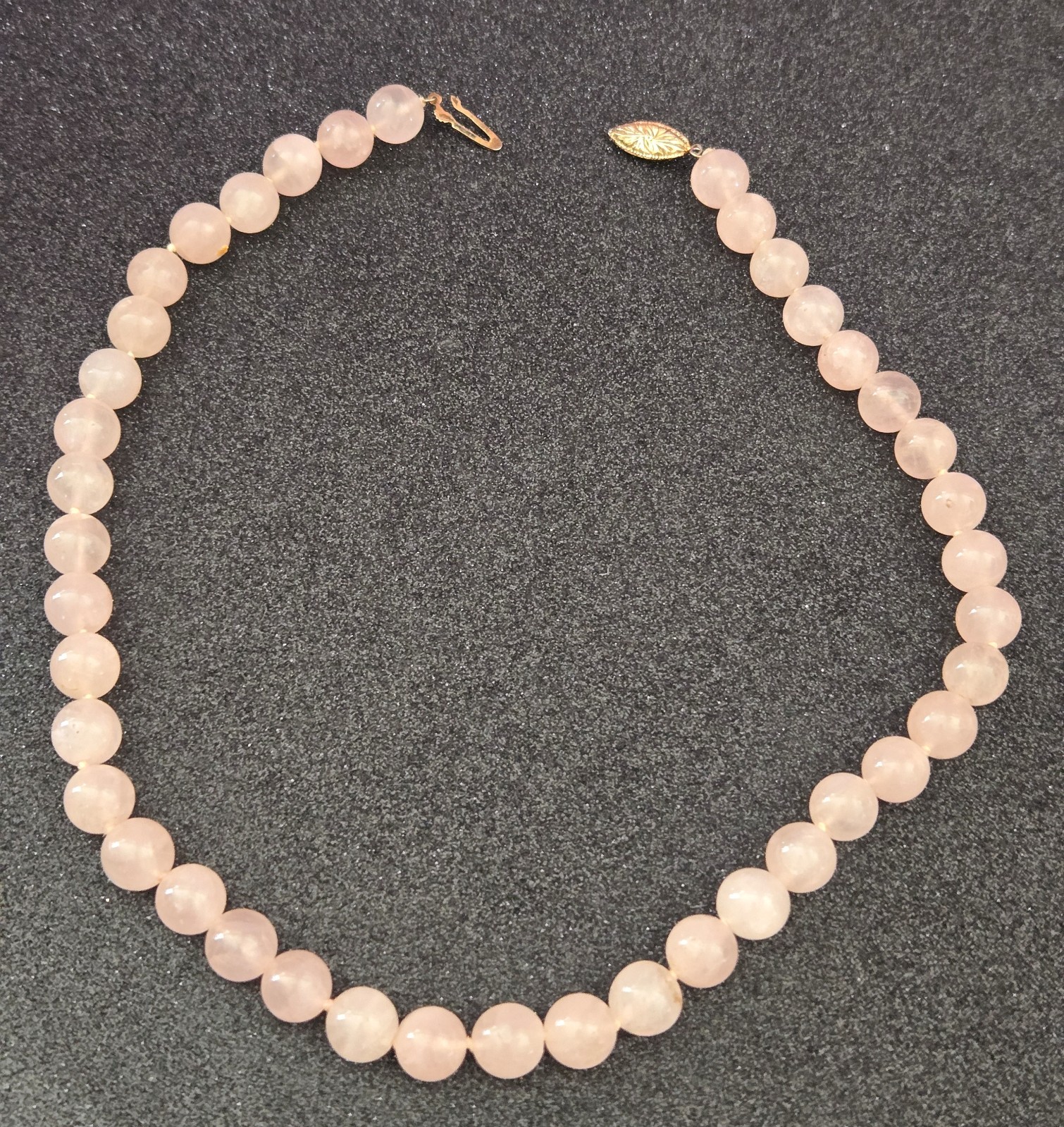 Rose Quartz Beaded Necklace Knotted Single Strand 18inch Long Pink Stone Jewelry