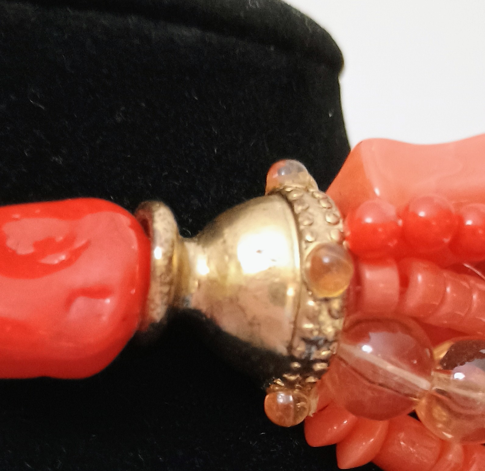 Vintage 60s-80s Multi Strand Faux Coral Chunky Statement Necklace Choker Style