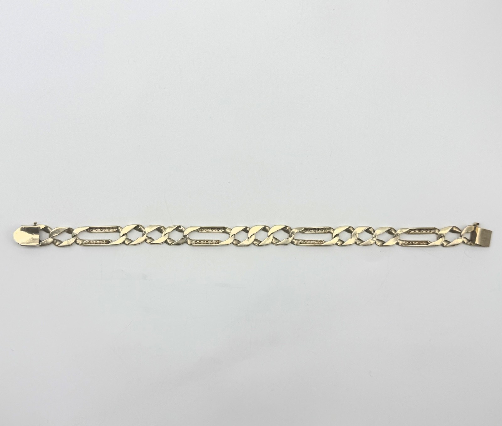 Men’s Vintage 14k-28g Gold Figaro 9″ Bracelet – Italian Naples Hallmarks – 10mm