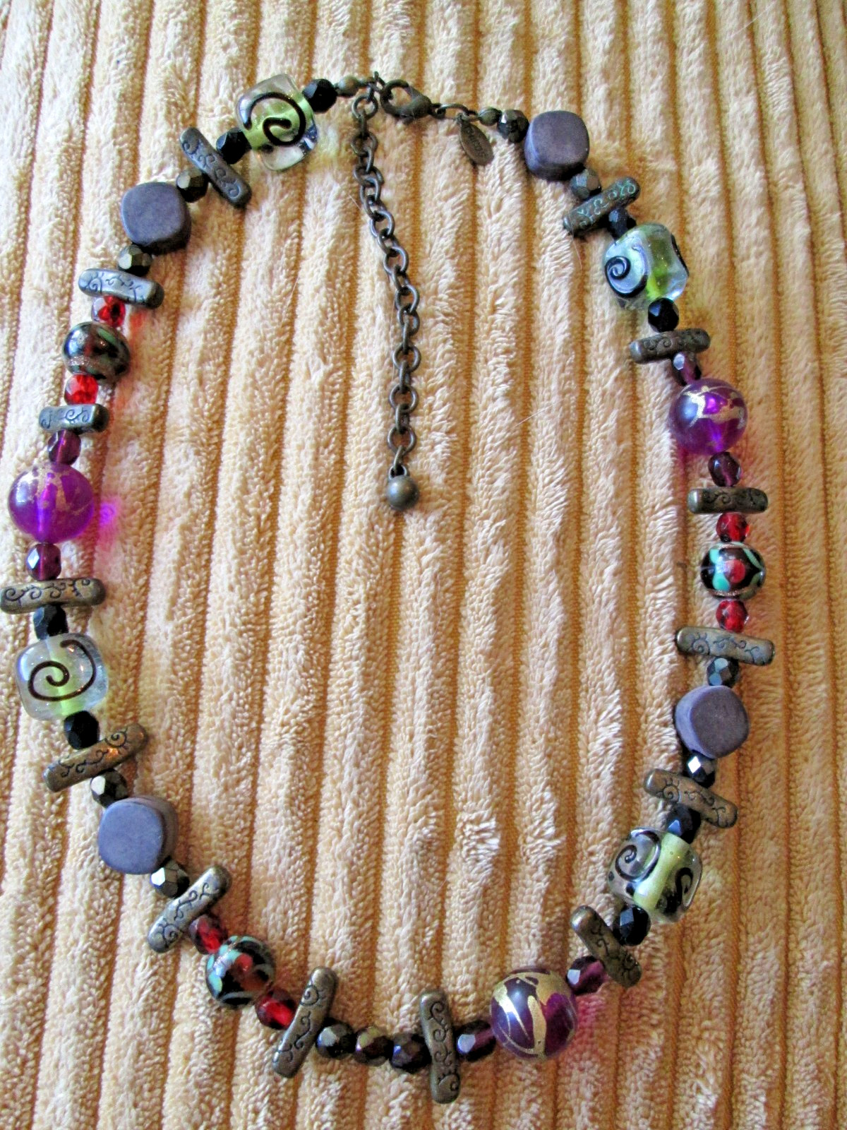 Vintage Chico’s Statement Multicolor Beads Glass Artwork 16″ – 19″ Necklace