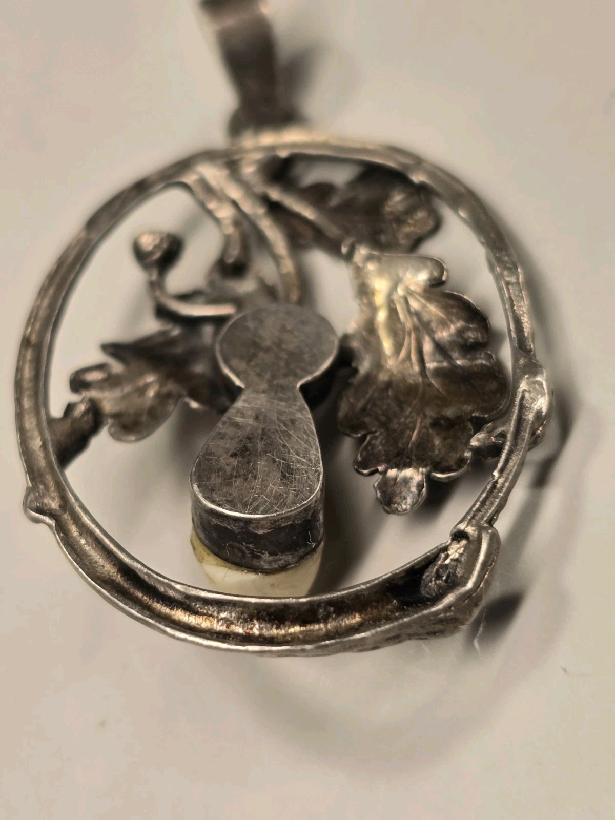 Antique Victorian Sterling Silver Pendant “An Acorn In Oak Leaves” – 35mm x 26mm