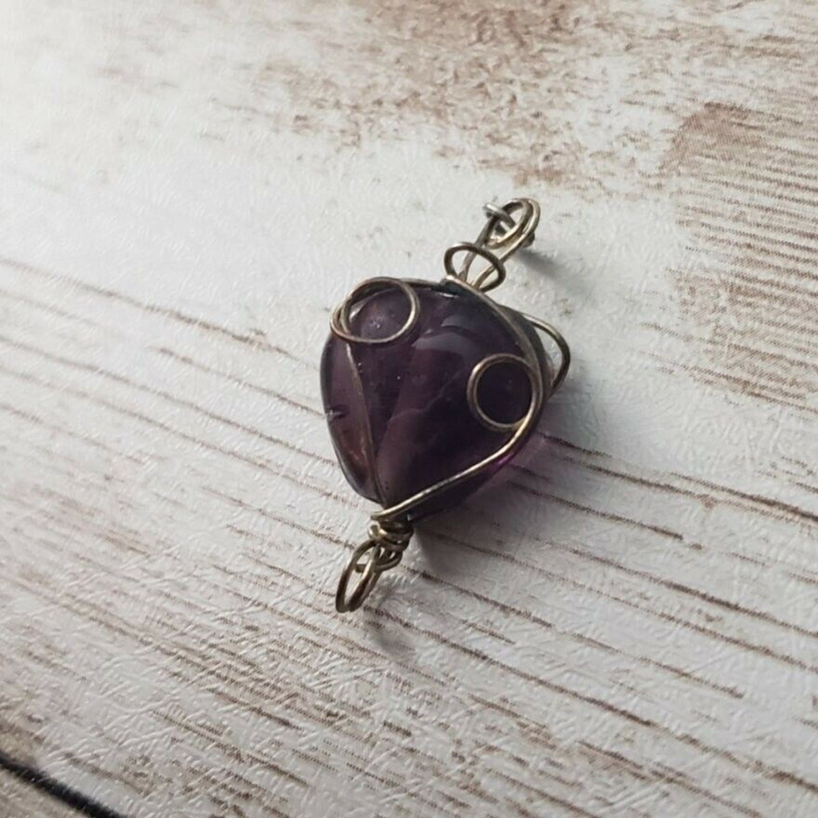Vintage Pendant Purple With Wire Wrap – No Chain Included