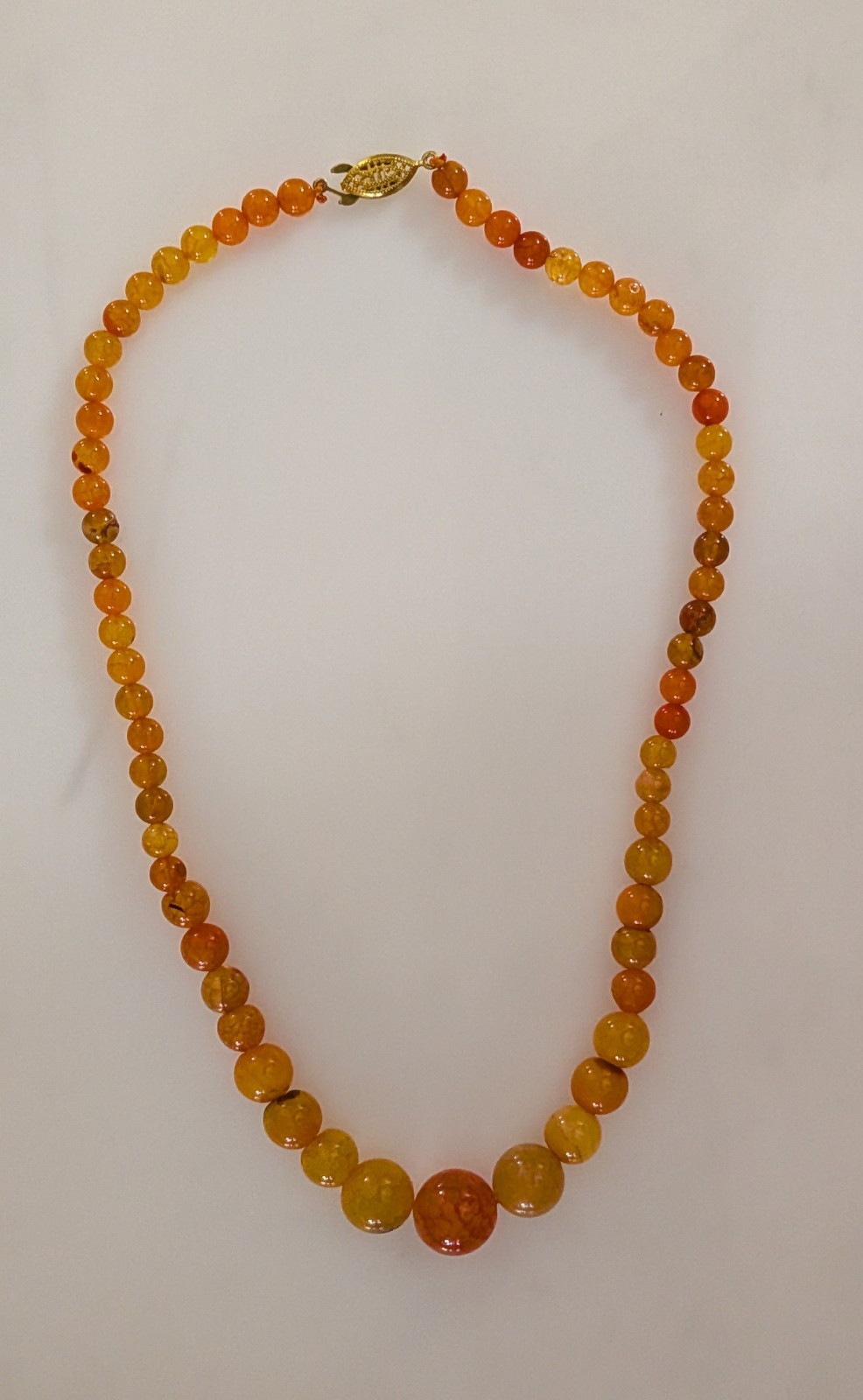 New Agate Natural Stone – Amber, 6- 14 mm Necklace 17.5″ – Gold Closure