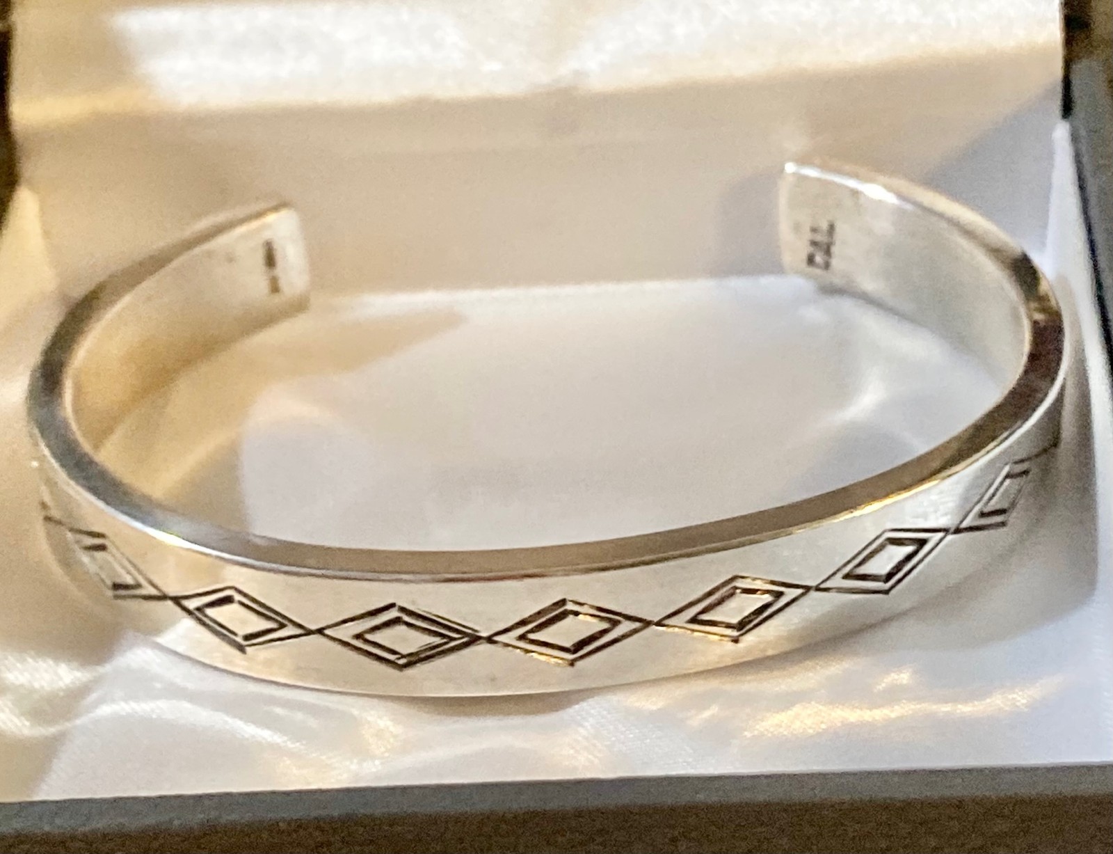 Sterling Silver Starburst Bangle Bracelet Vtg Mid Century Modern Adjustable