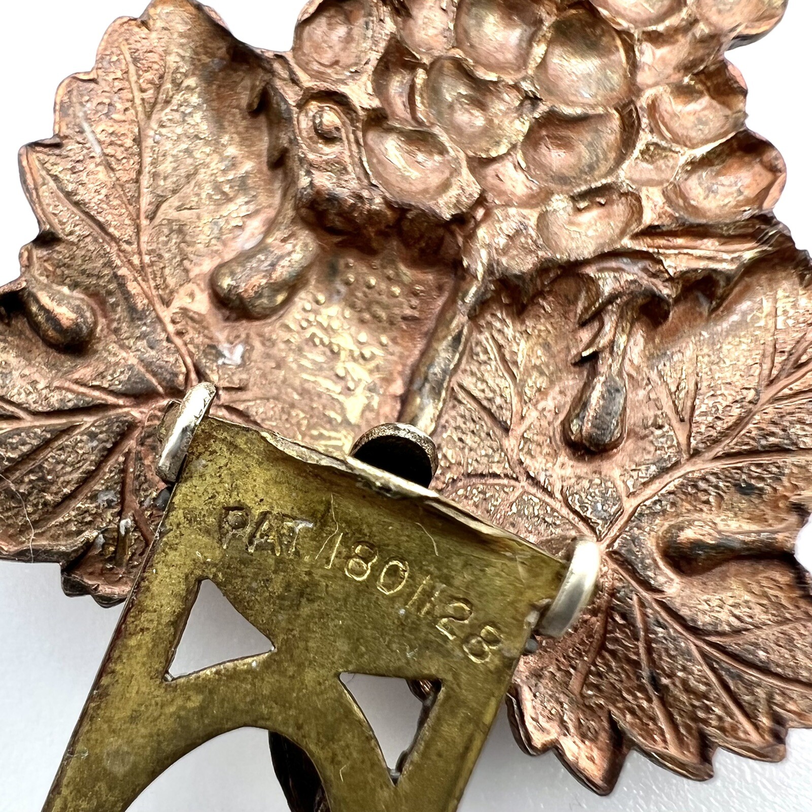 Vintage 1930s Copper Color Bunch of Grapes Vineyard Wine Dress Clips PAIR