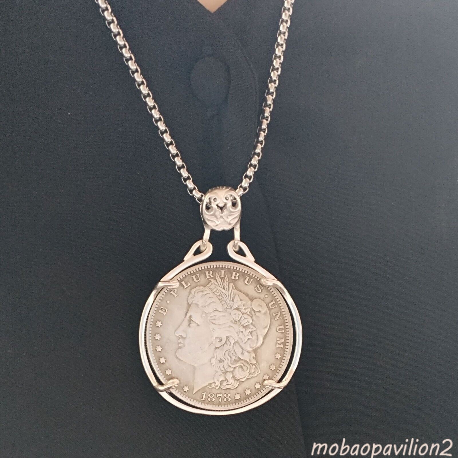 Vintage Pendant with Silver Plated Decorative Coin-Necklace