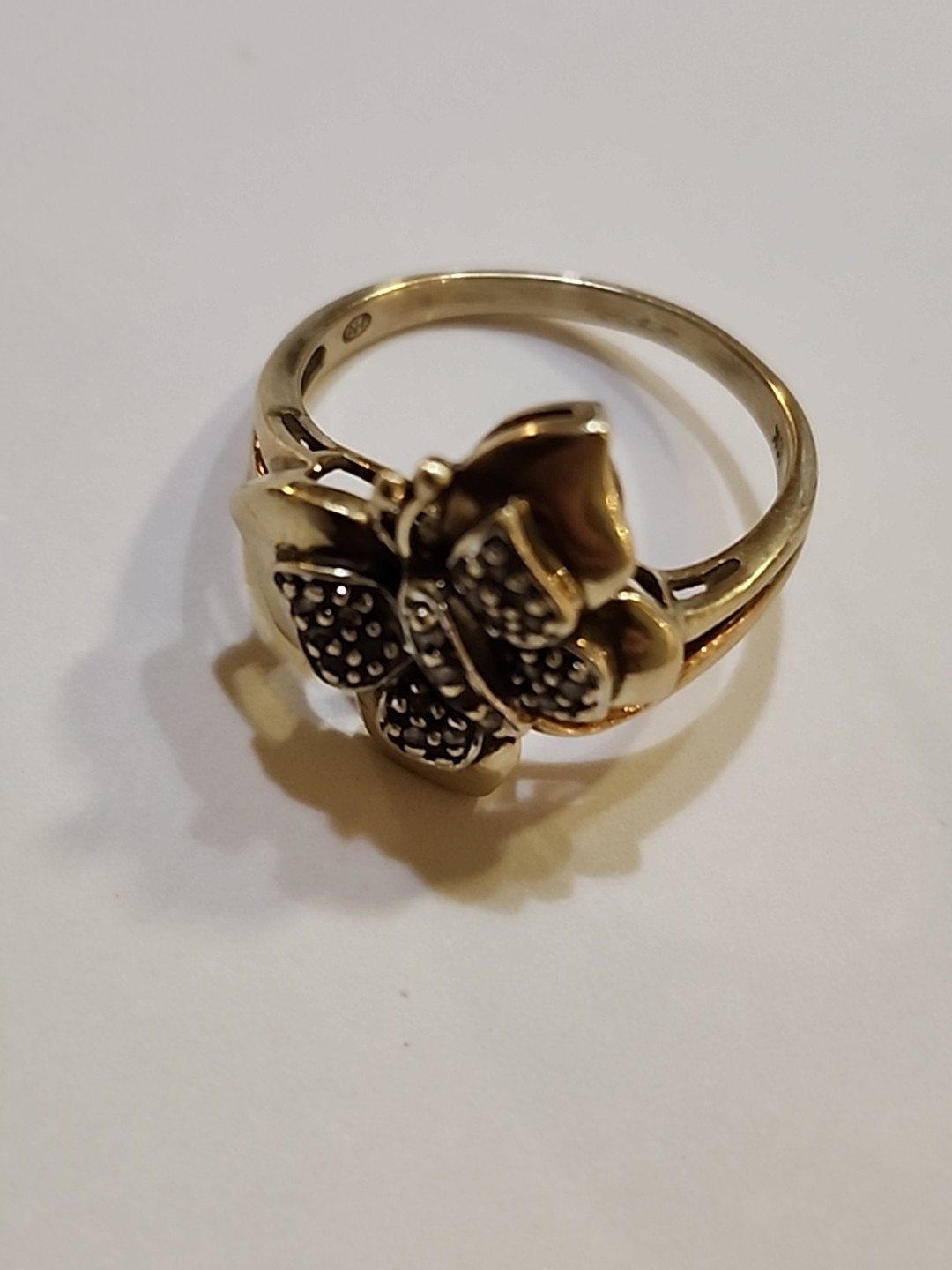 Vintage Estate 10K Yellow Gold 0.35TCW Diamond Butterfly Ring Size 9. B-1