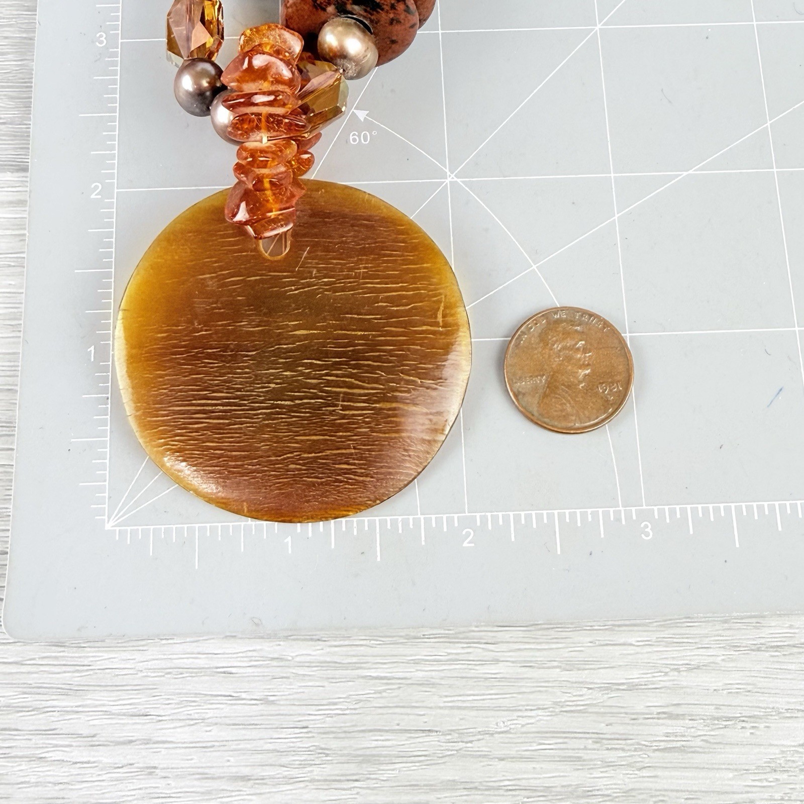 Vintage 14K Gold Filled Baltic Amber Pearl Chunky Chain Link Pendant Necklace