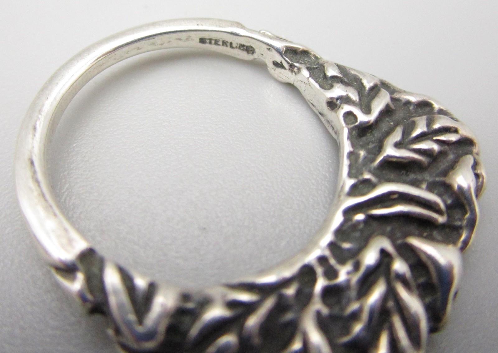 CLASSIC DIAN MALOUF STERLING LEAF DESIGN STACK RING GUARD SZ 6.5