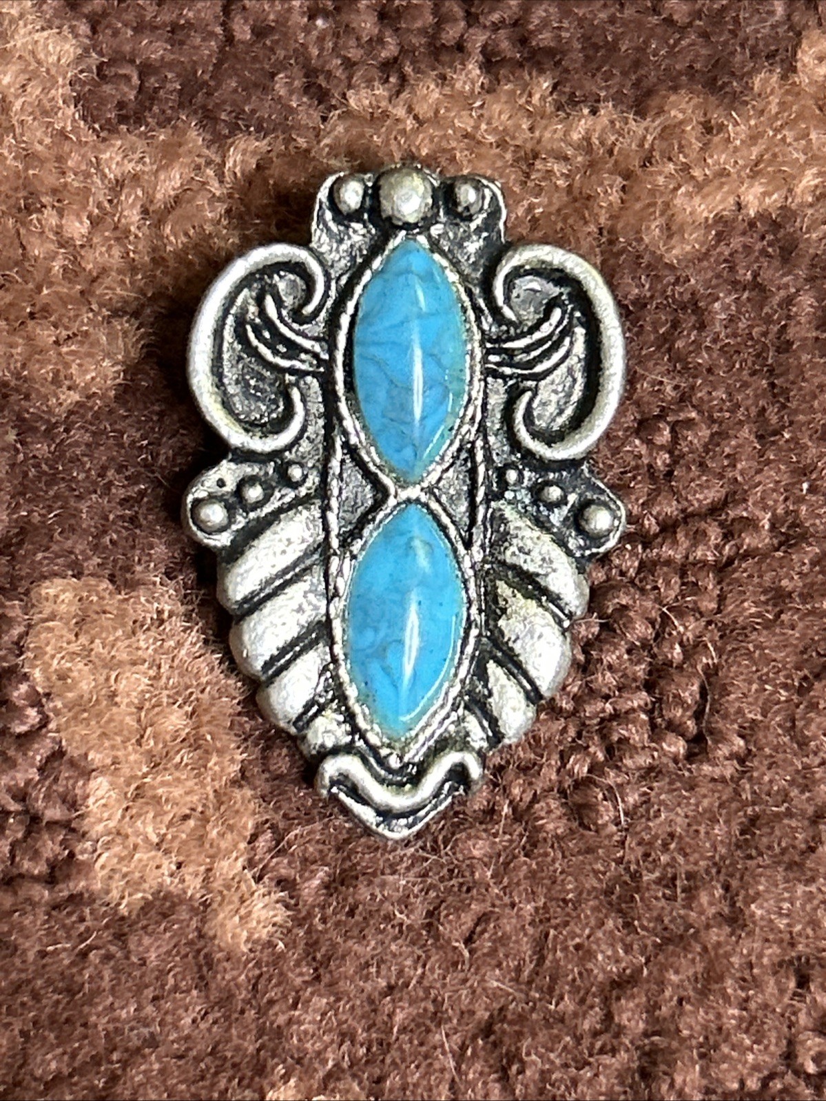 Set Of Two Turquoise Color Bolo Tie Clips (unknown stone and metal)