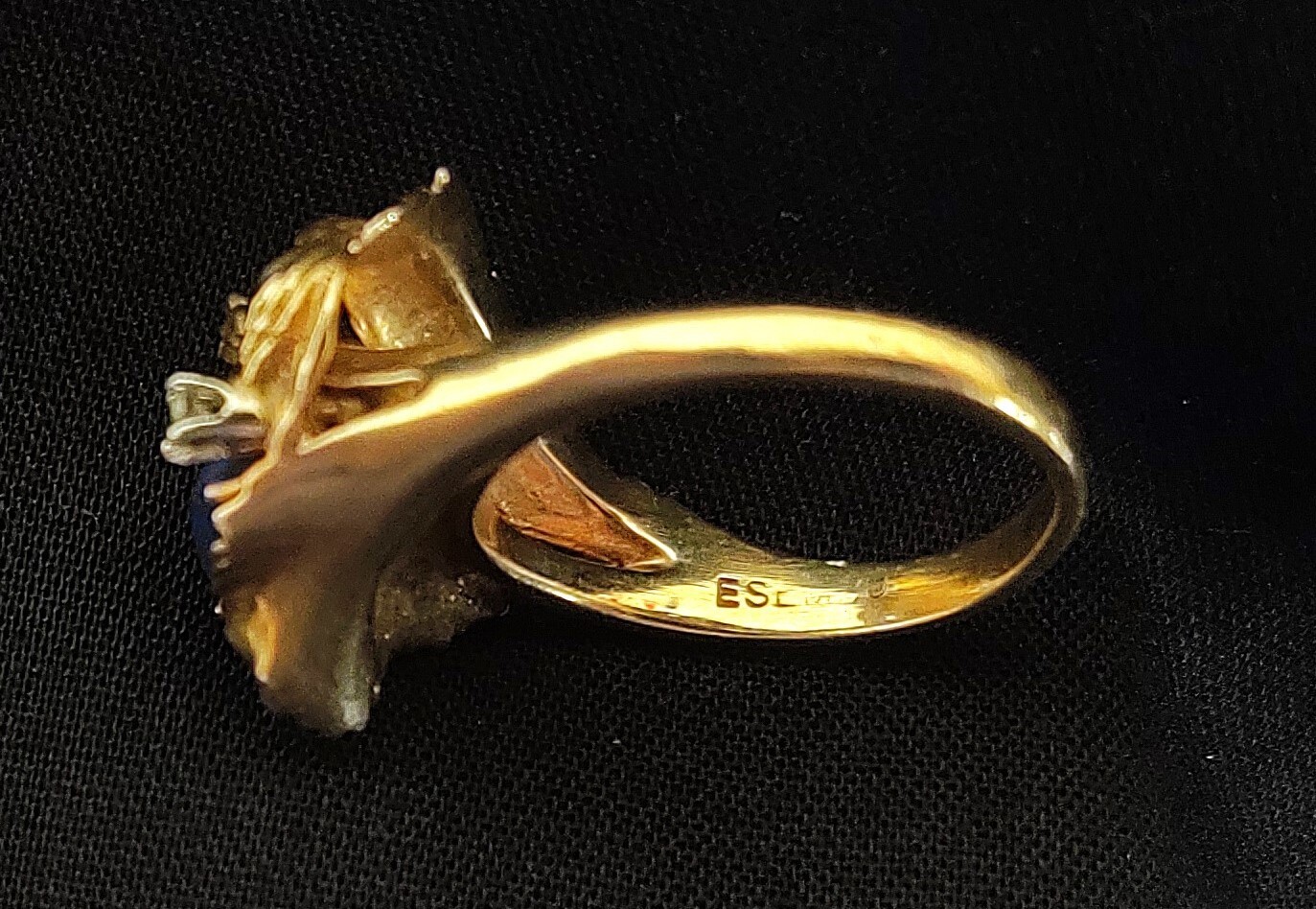 VINTAGE 14K GOLD BLUE STAR SAPPHIRE CABOCHON DIAMOND RING STUNNING!