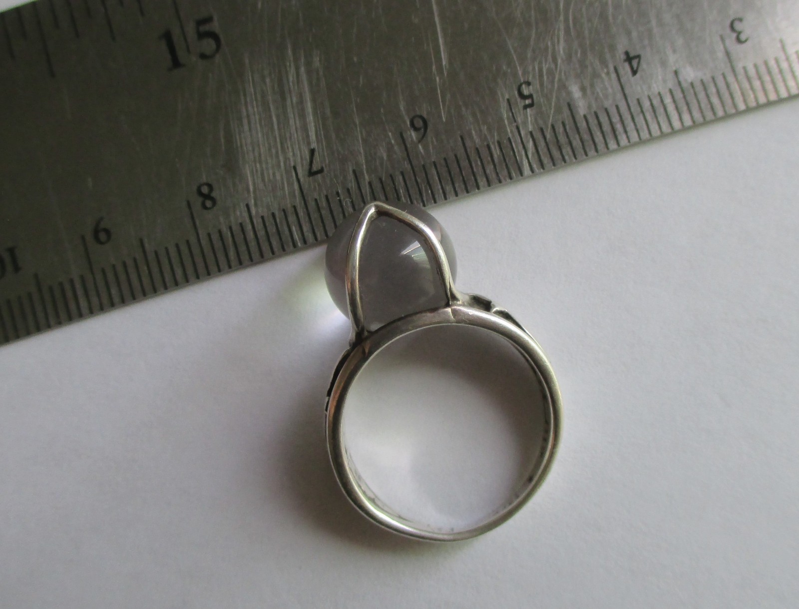 Sz 6.75 VINTAGE STERLING SILVER ROCK CRYSTAL POOLS OF LIGHT STAR RING
