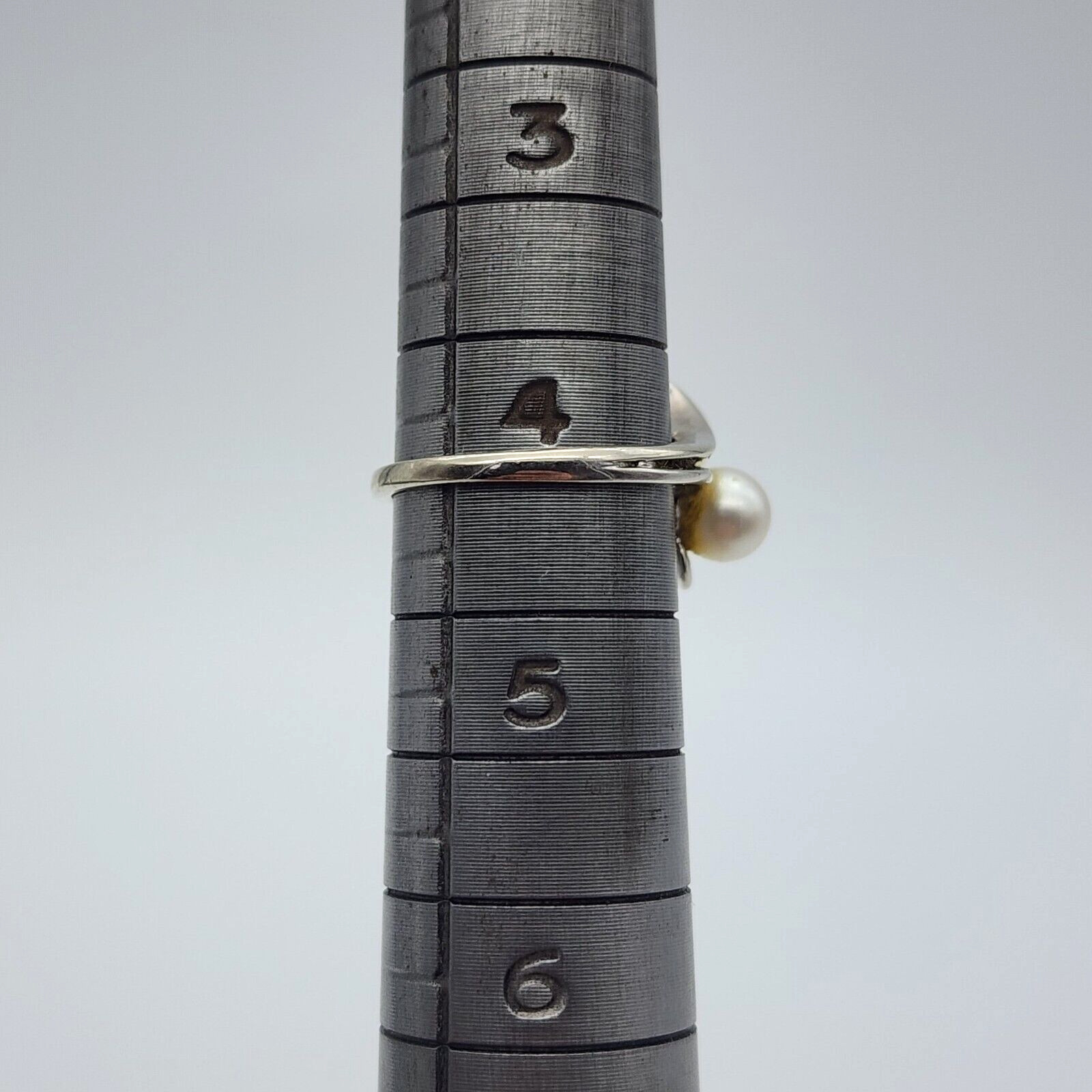Vintage Skal 14k White Gold – Double 5.3 mm Pearl Ring – Size 4 1/8