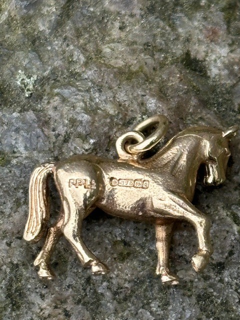 Vintage 9k Gold Horse Stallion Equestrian Charm Pendant