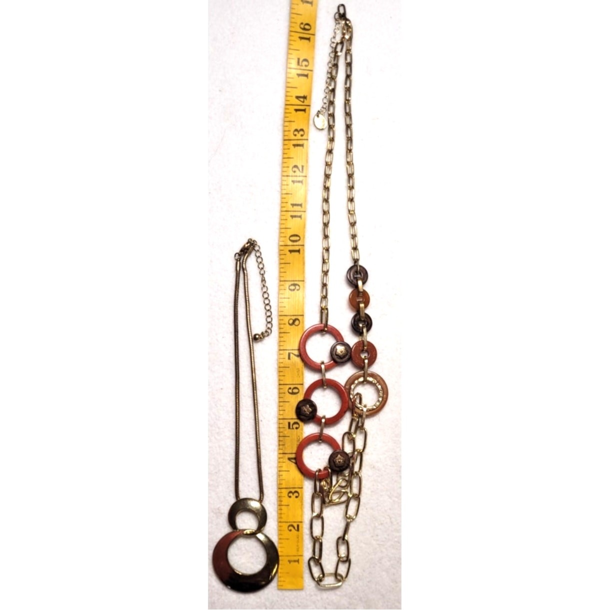 Vtg Boho Layered Necklace Lot Gold Tone Modernist Abstract Enamel Boho Y2K