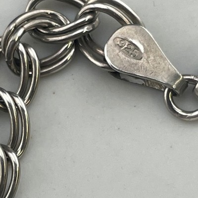Vintage Italian Sterling Silver Double Rolo Link Bracelet 925 7.75″