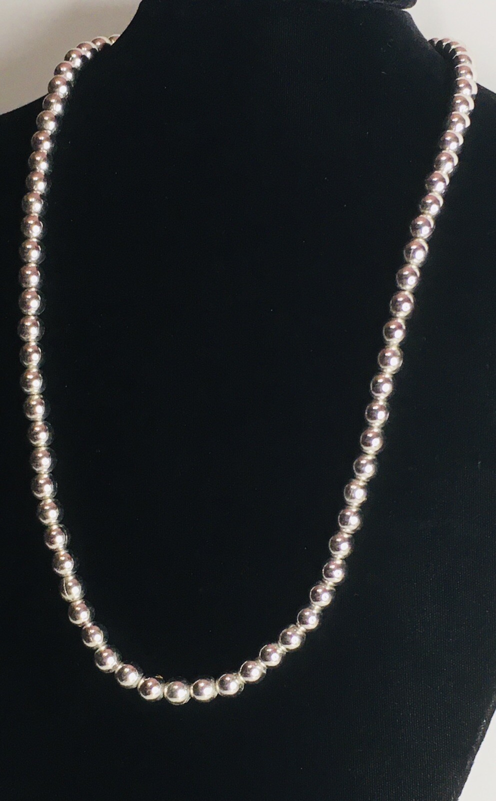 Vtg Monet Necklace Silver Tone Beads On Chain 60s Sister Hook Clasp SIGNED