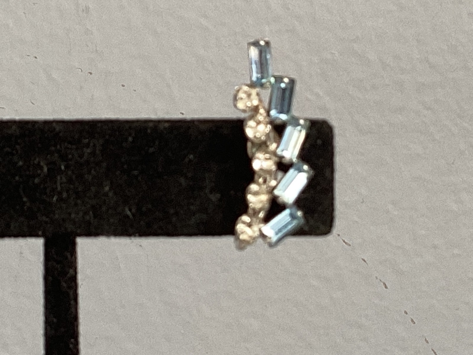 VINTAGE AUTHENTIC SIGNED STERLING SILVER, CLEAR & BLUE TOPAZ CRYSTAL EARRINGS NR