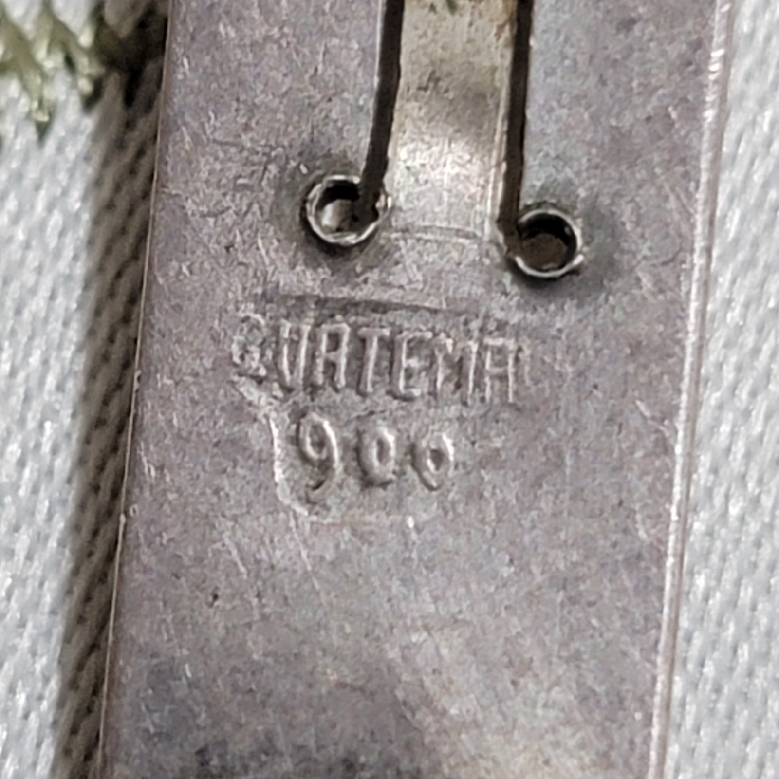 Vintage Guatemala 900 Silver Hand Etched Bird & Fish Nature Scene Tie Clip
