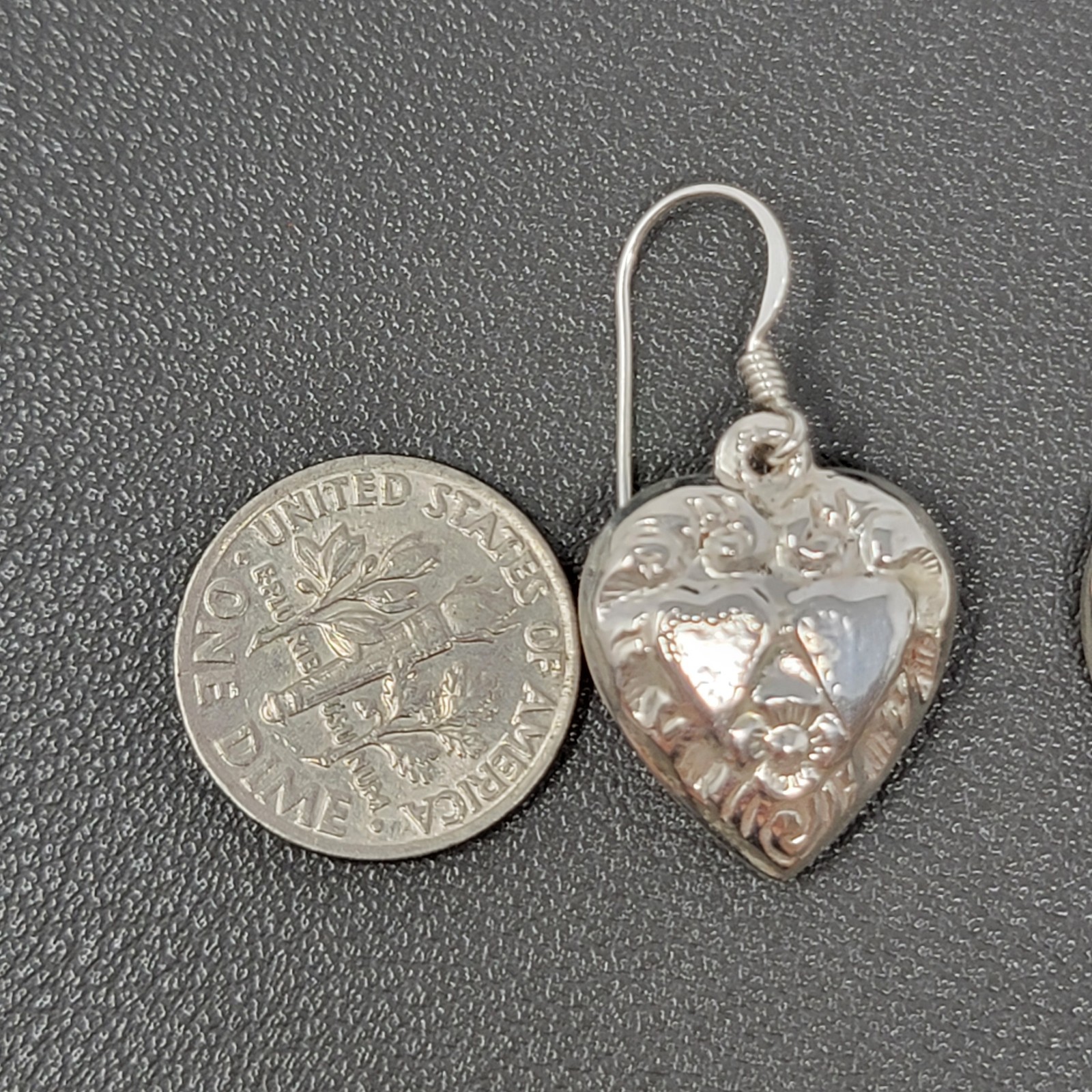 925 Sterling Silver Hearts & Flowers Dangle Drop Earrings