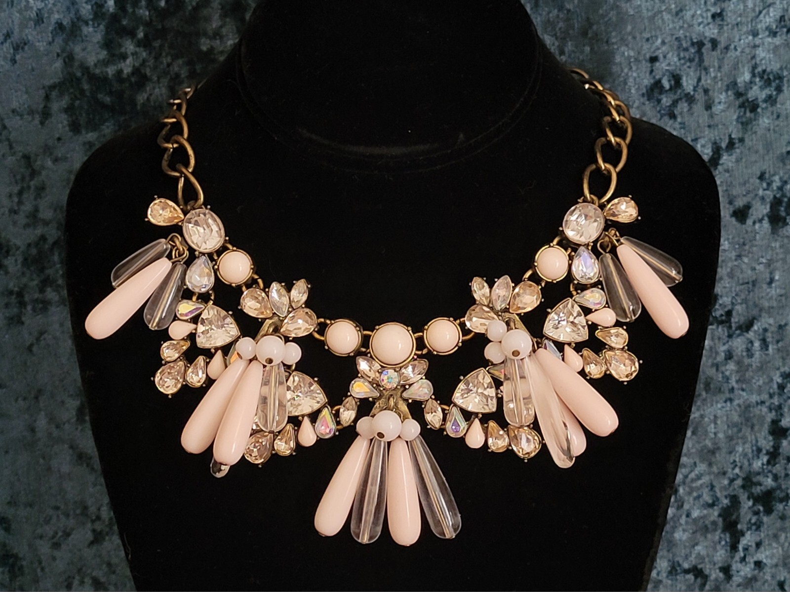 SUGARFIX By BaubleBar ~ Cute Brass Tone Necklace With Rhinestones & Glass Drops