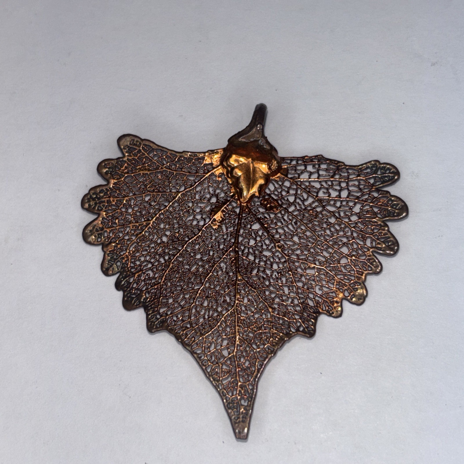 Real Leaf Copper Electroformed Pendant Botanical Nature Jewelry Vintage