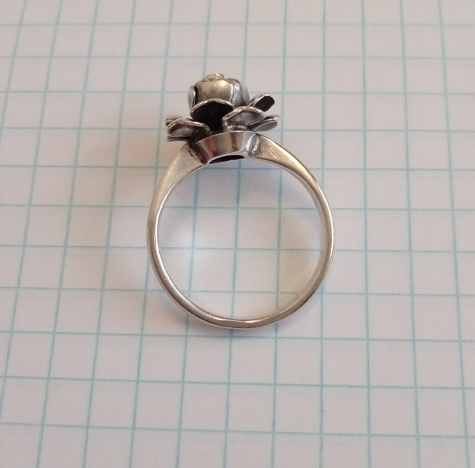 Vintage ring “Rose” Sterling Silver 875 star USSR time Women Jewelry size 8.5
