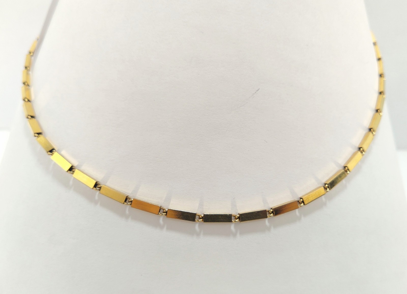 36″ X-LONG UNIQUE Vintage signed MONET Square Tube Link Gold Tone Necklace
